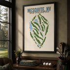 mesquite Golf Course Map Print Poster | Texas USA Golf Wall Art