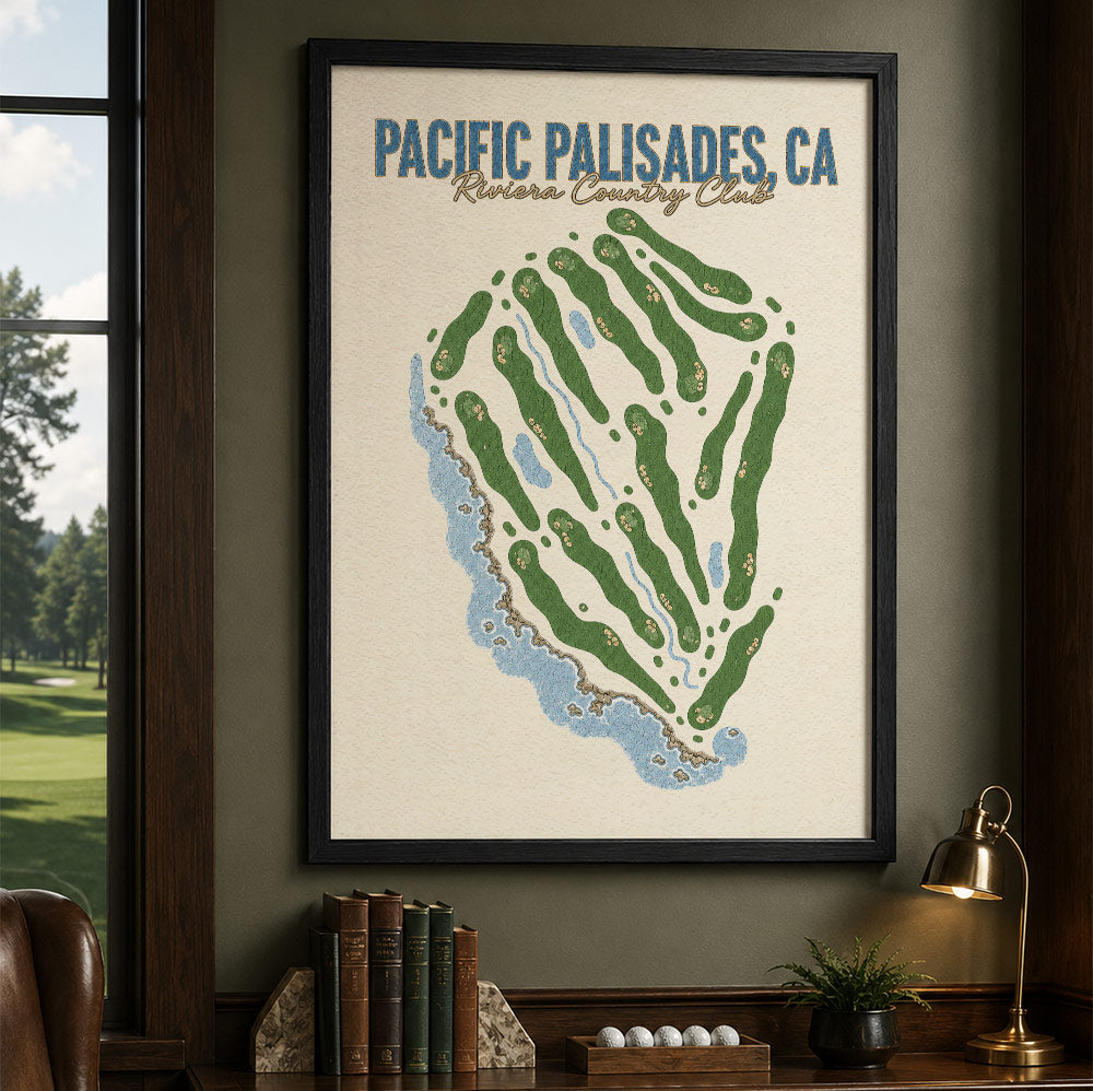 pacific palisades Golf Course Map Print Poster | California USA Golf Wall Art