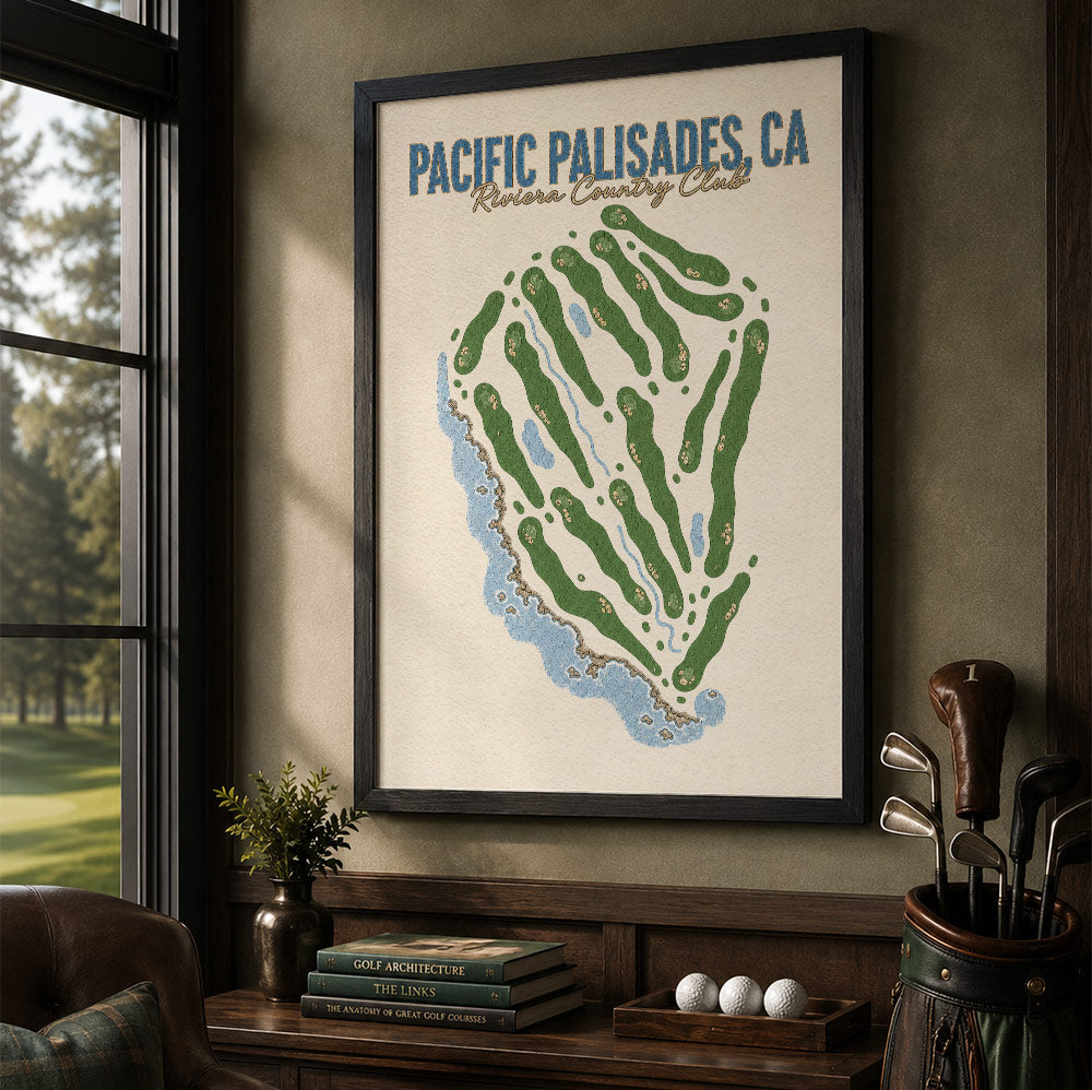pacific palisades Golf Course Map Print Poster | California USA Golf Wall Art