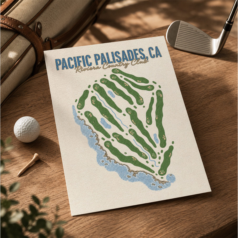 pacific palisades Golf Course Map Print Poster | California USA Golf Wall Art