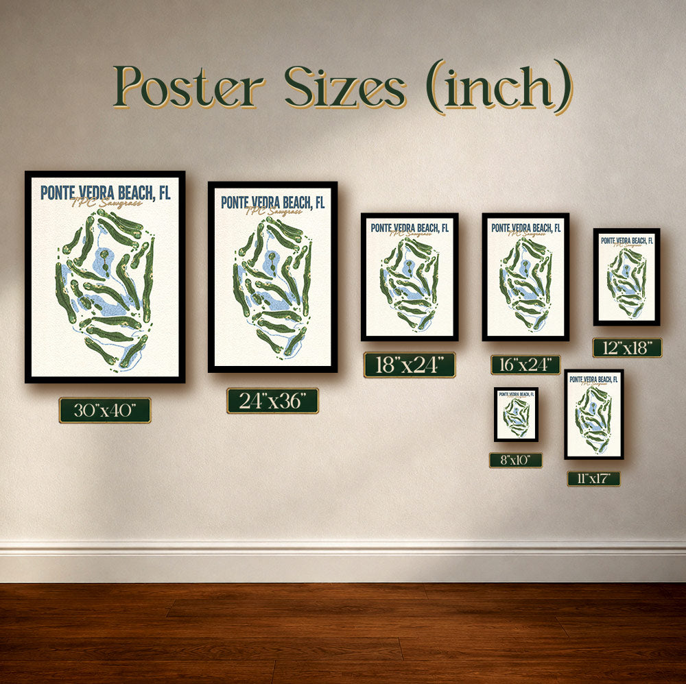 ponte vedra beach Golf Course Map Print Poster | Florida USA Golf Wall Art