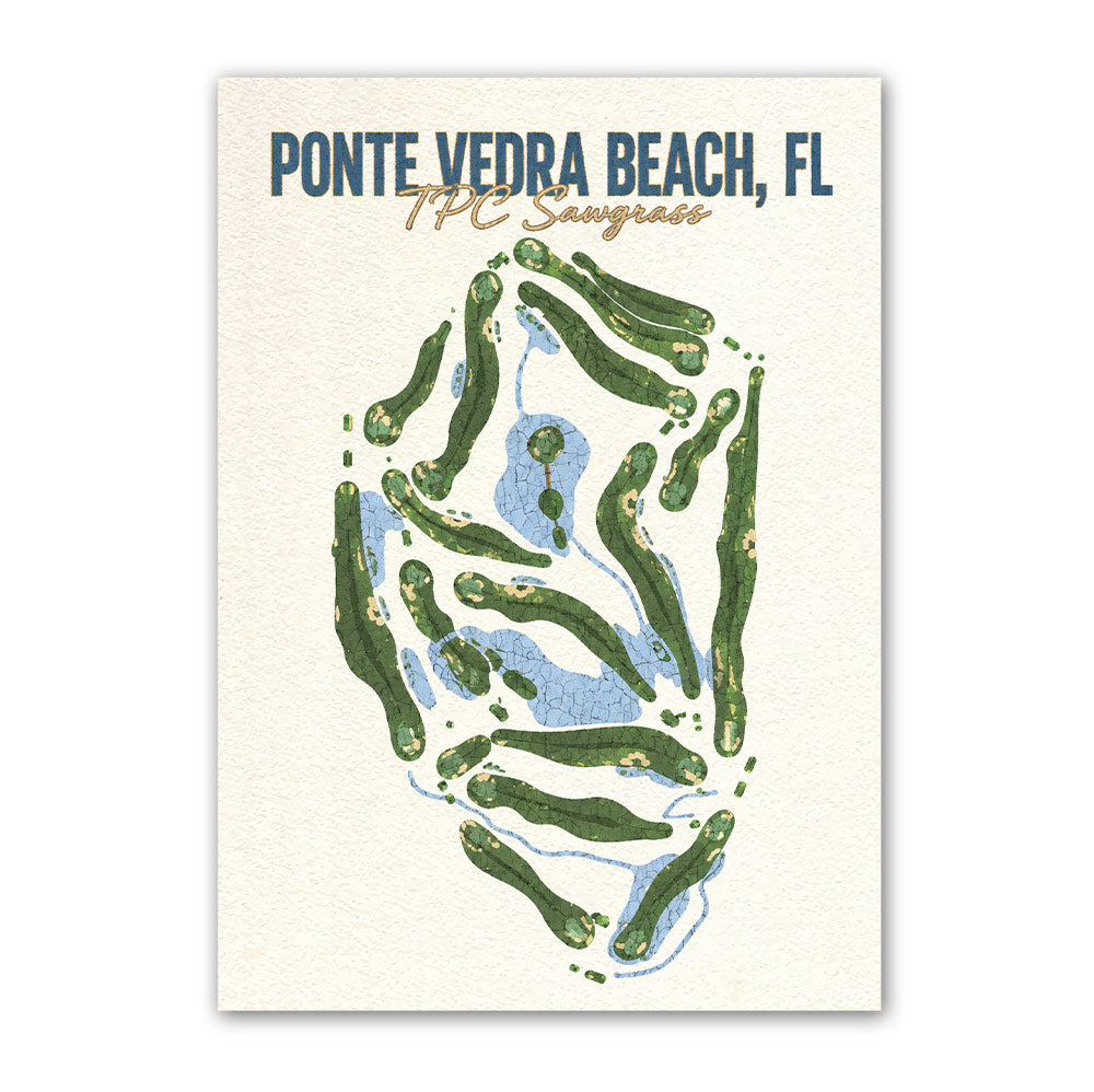 ponte vedra beach golf course map print poster, Florida USA golf wall art