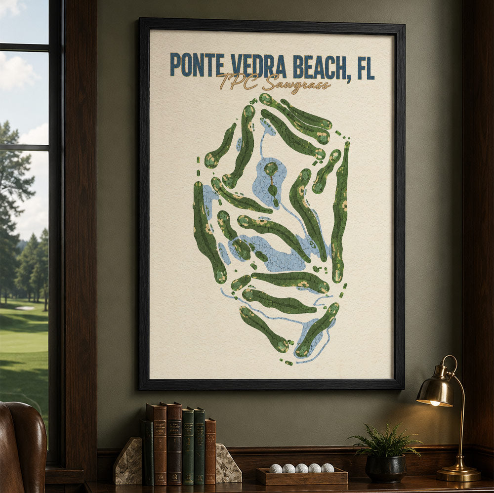 ponte vedra beach Golf Course Map Print Poster | Florida USA Golf Wall Art