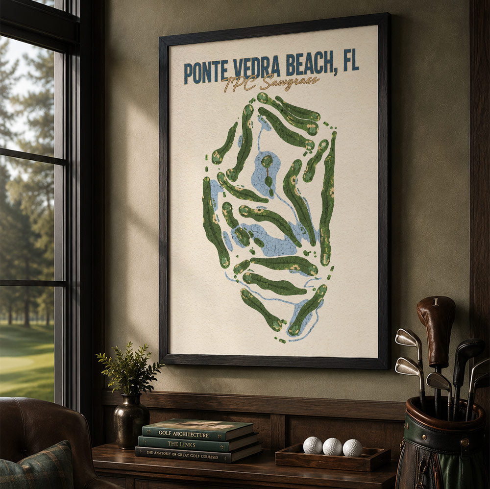ponte vedra beach Golf Course Map Print Poster | Florida USA Golf Wall Art