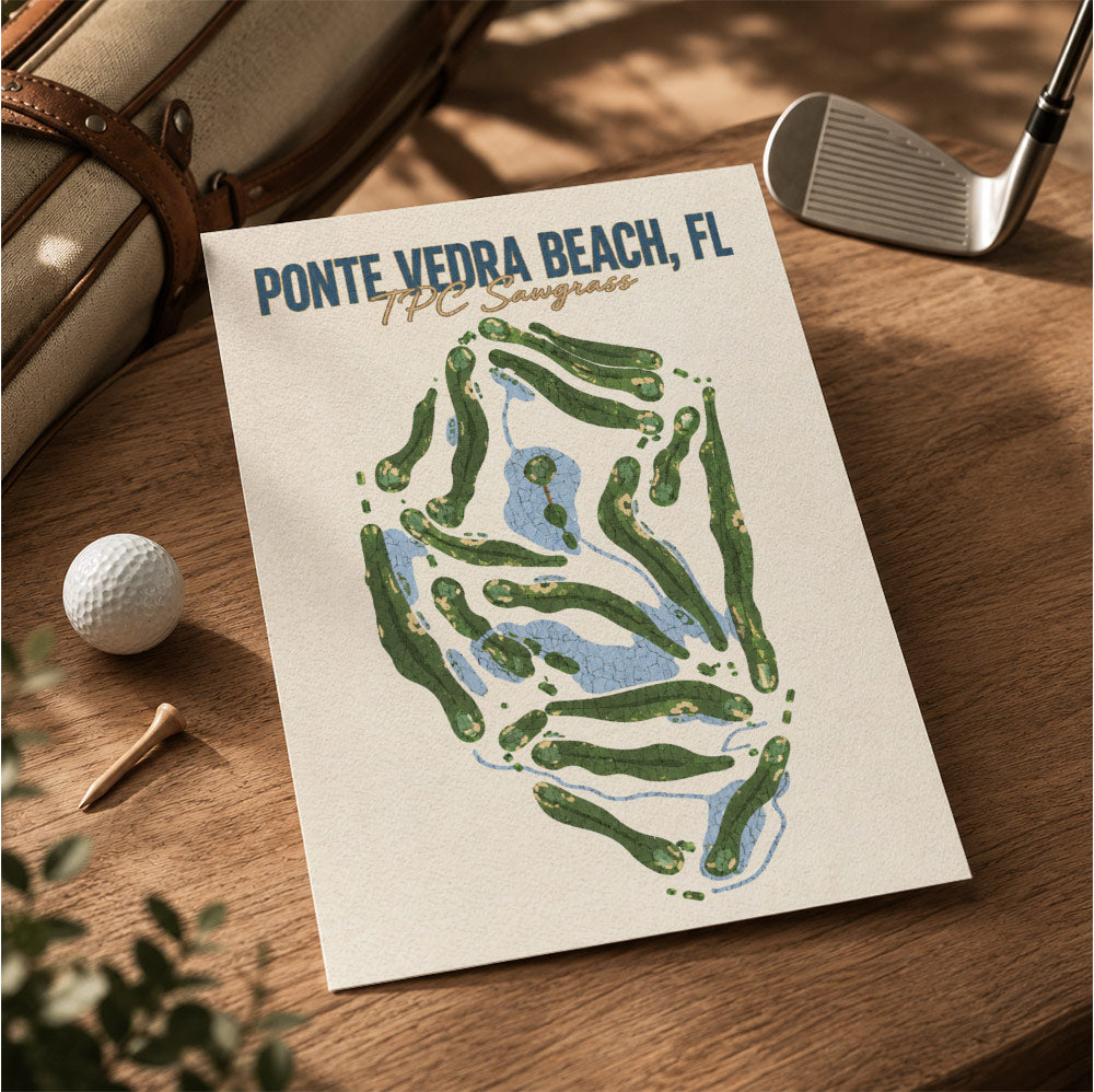 ponte vedra beach Golf Course Map Print Poster | Florida USA Golf Wall Art